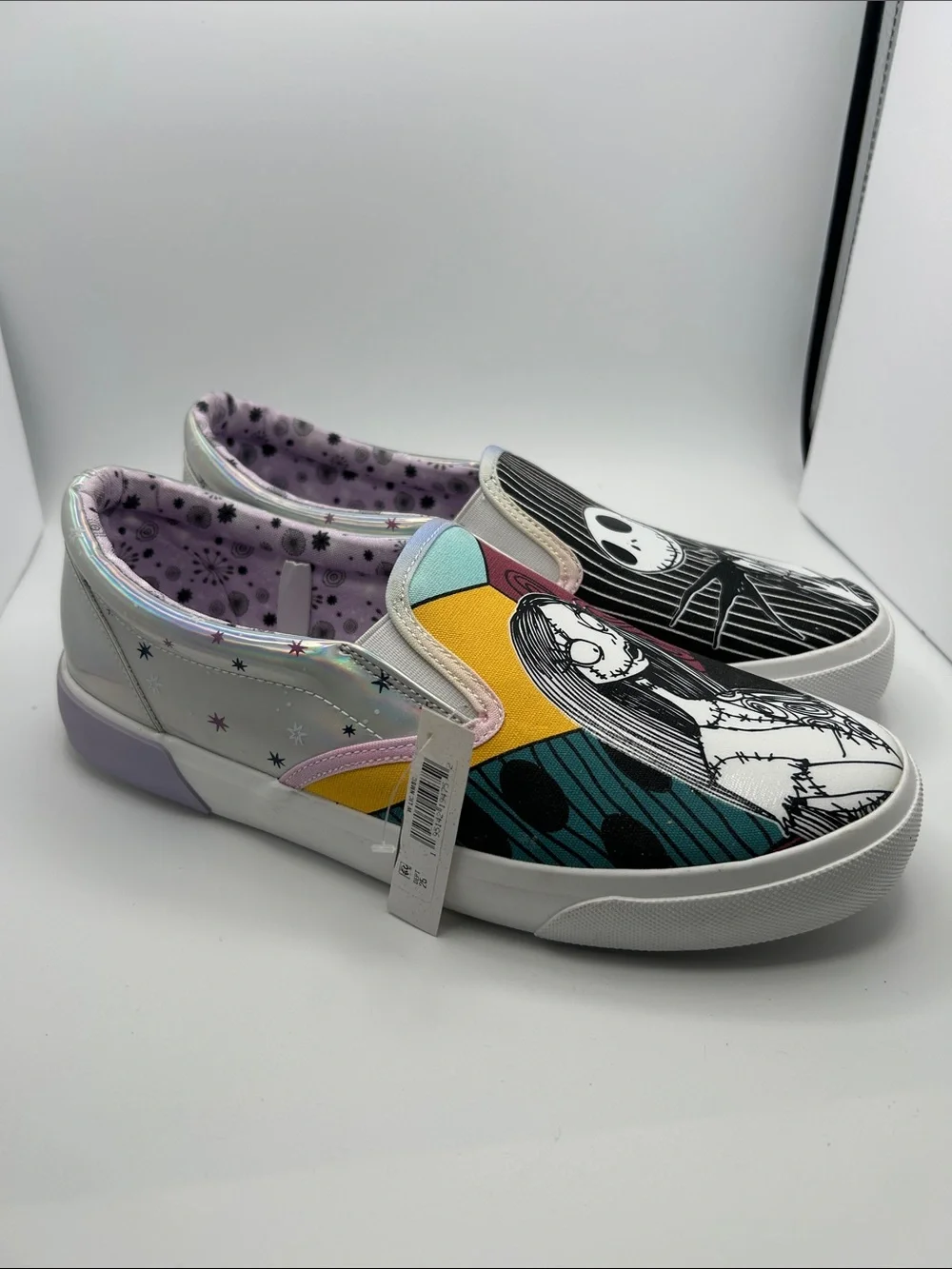 NWT Disney Nightmare Before Christmas Jack & Sally Slip-On Shoes Size 7.5